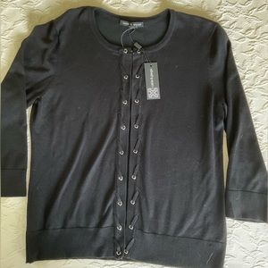 CABLE & GAUGE Black Open Front Cardigan Sweater Women’s medium NWT